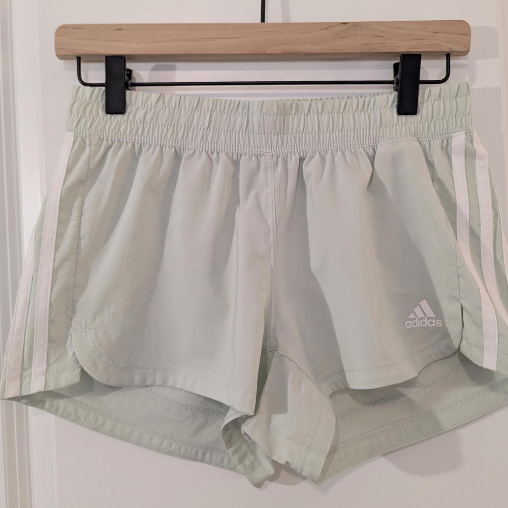 Adidas Women's Pacer 3-Stripes Woven Shorts Regular Fit Light Mint Green XS